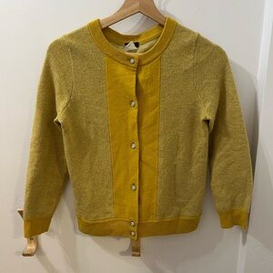 J Crew Yellow Preppy Wool Cashmere Cardigan
